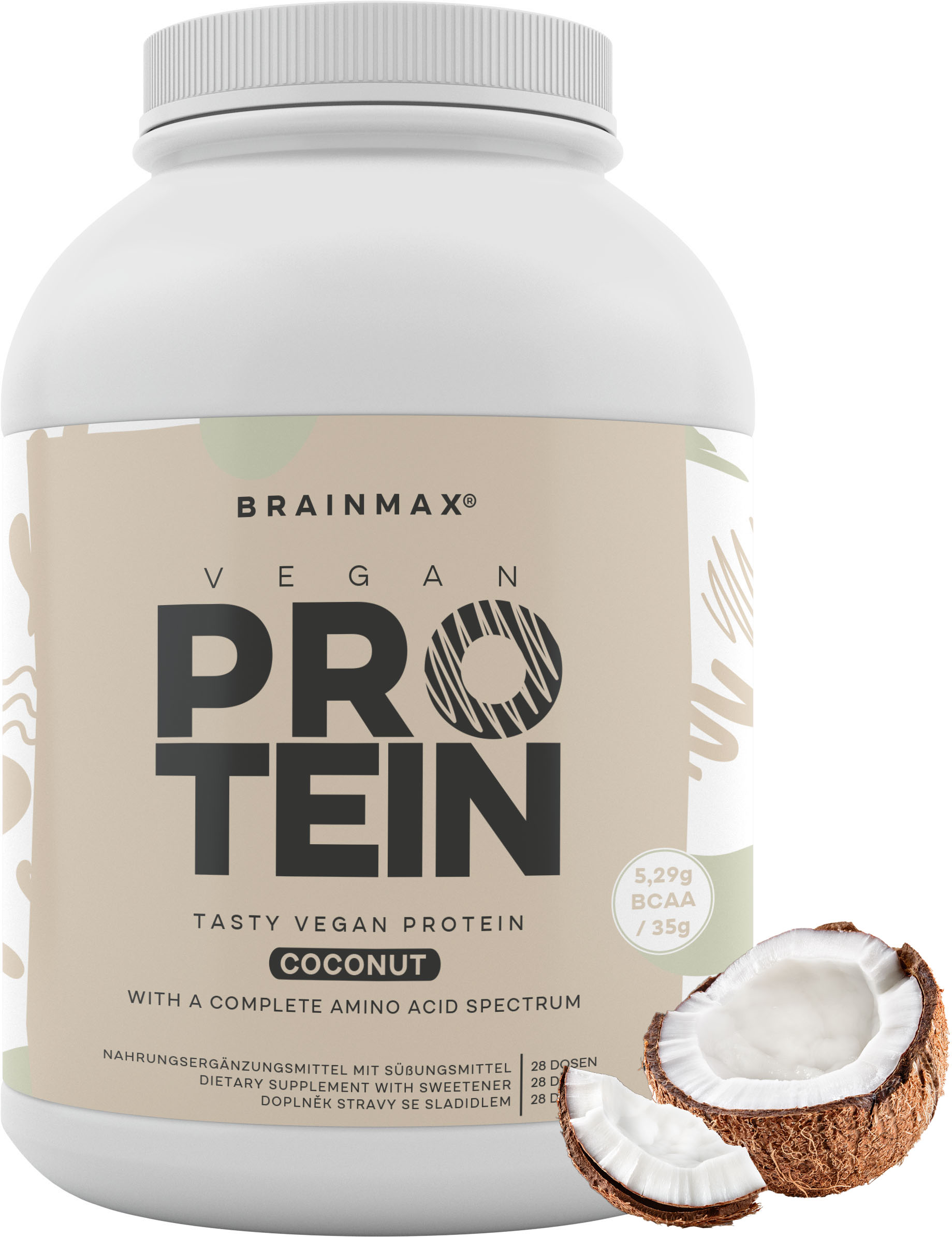 BrainMax Vegan protein, Kokos, 1000 g Obrázek