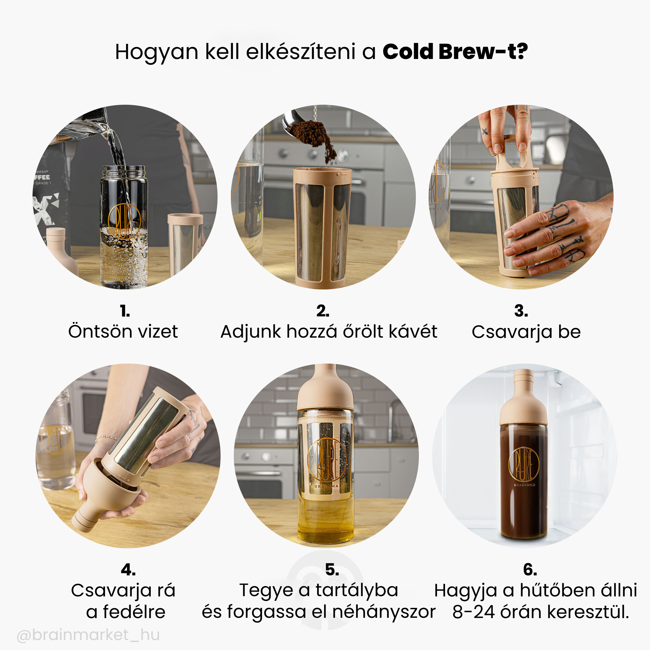 BrainMax Pure láhev na přípravu Cold Brew, 750 ml - světle hnědá Obrázek