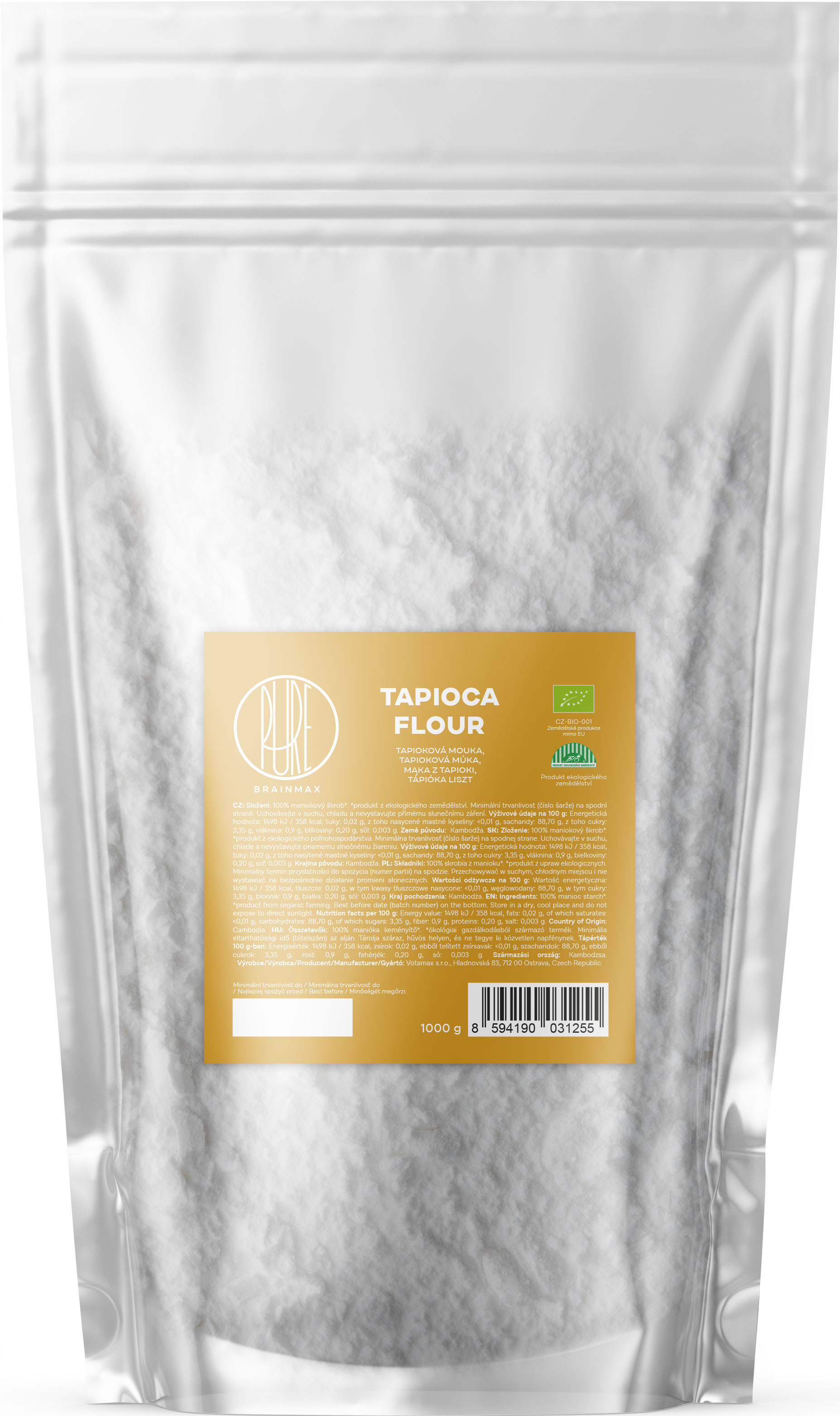 BrainMax Pure Tapioková mouka BIO, 1000 g Obrázek
