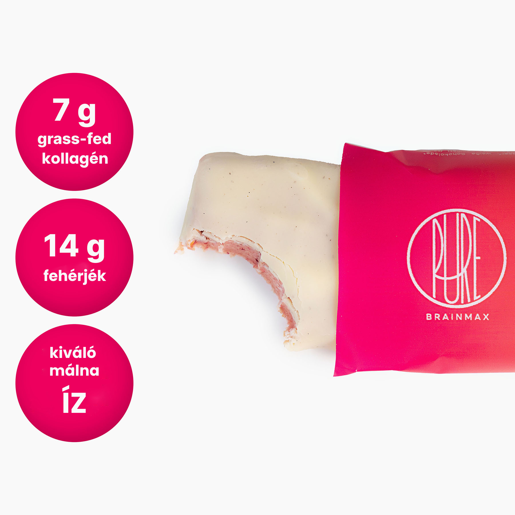 BrainMax Pure Collagen Bar, Raspberry & Lemon, kolagenová tyčinka malina & citron, 60 g Obrázek