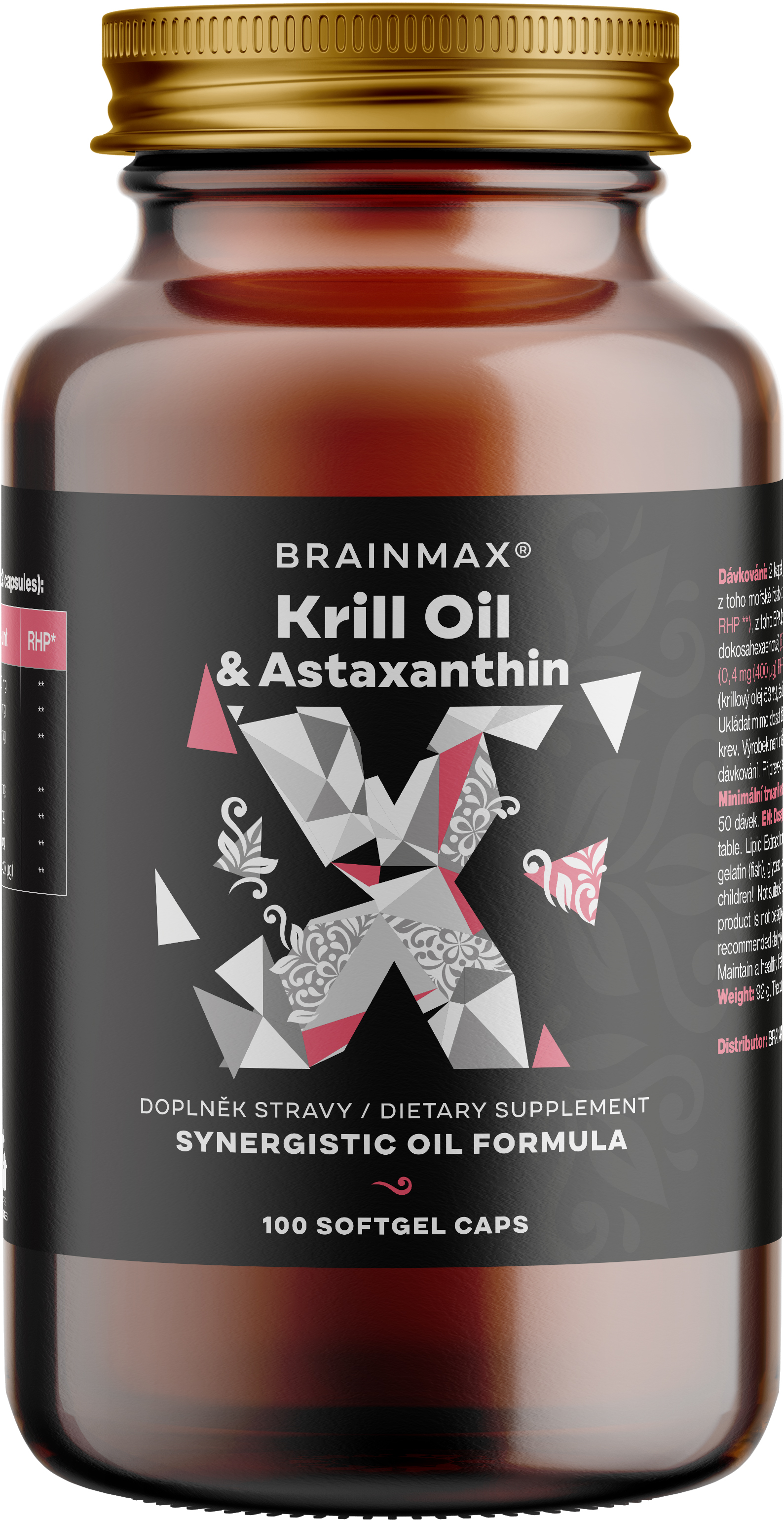 BrainMax Krill Oil s astaxanthinem, 500 mg, 100 softgel kapslí Obrázek