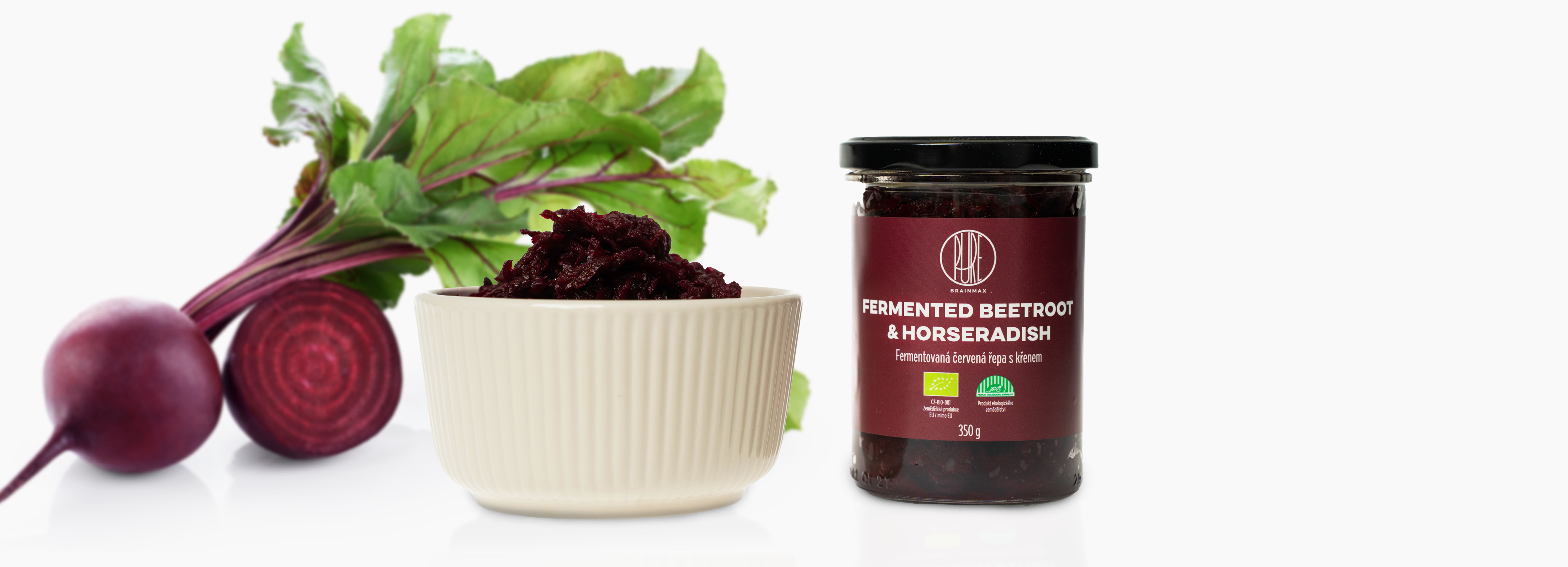BrainMax Pure Beetroot & horseradish, kvašená červená řepa s křenem, BIO, 350 g Obrázek