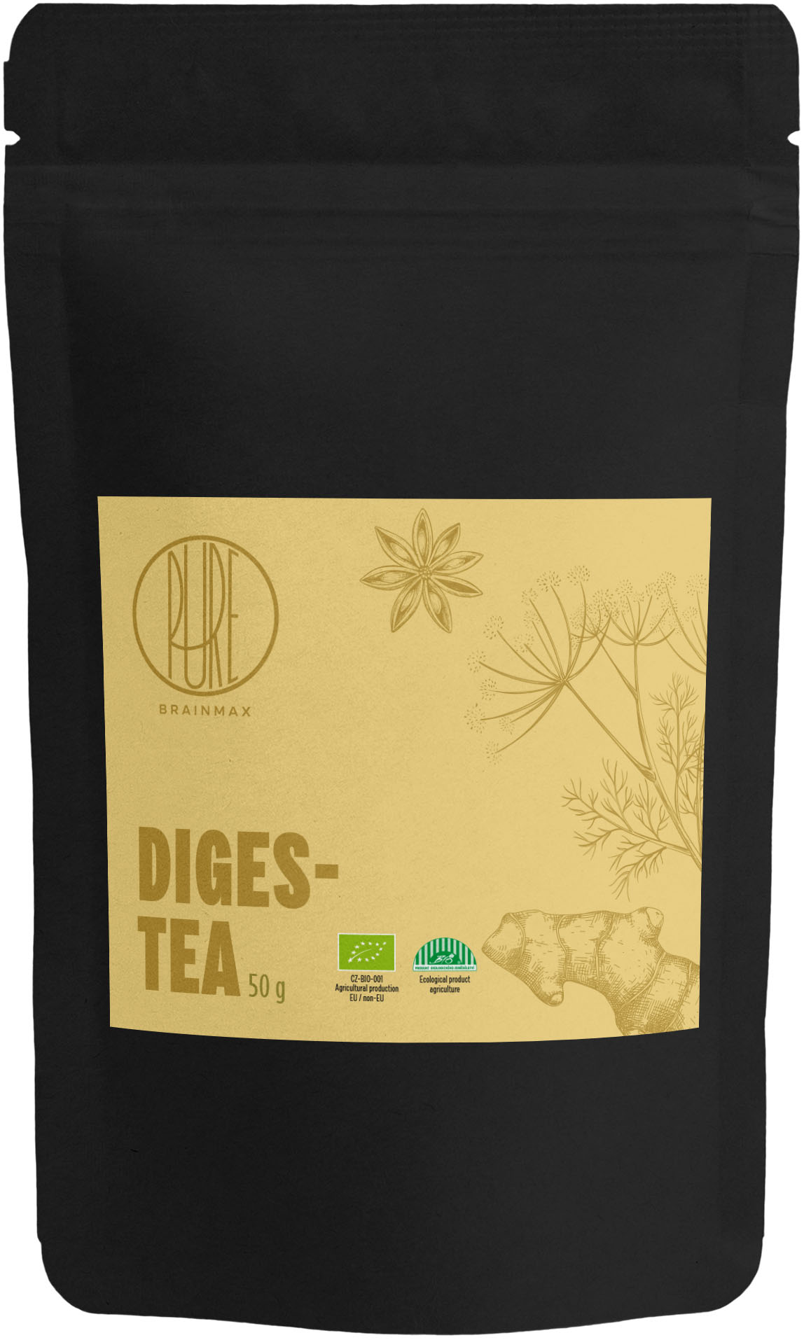 BrainMax Pure DIGES-TEA, čaj pro dobré trávení, 50 g, BIO Objem: 50 g Obrázek