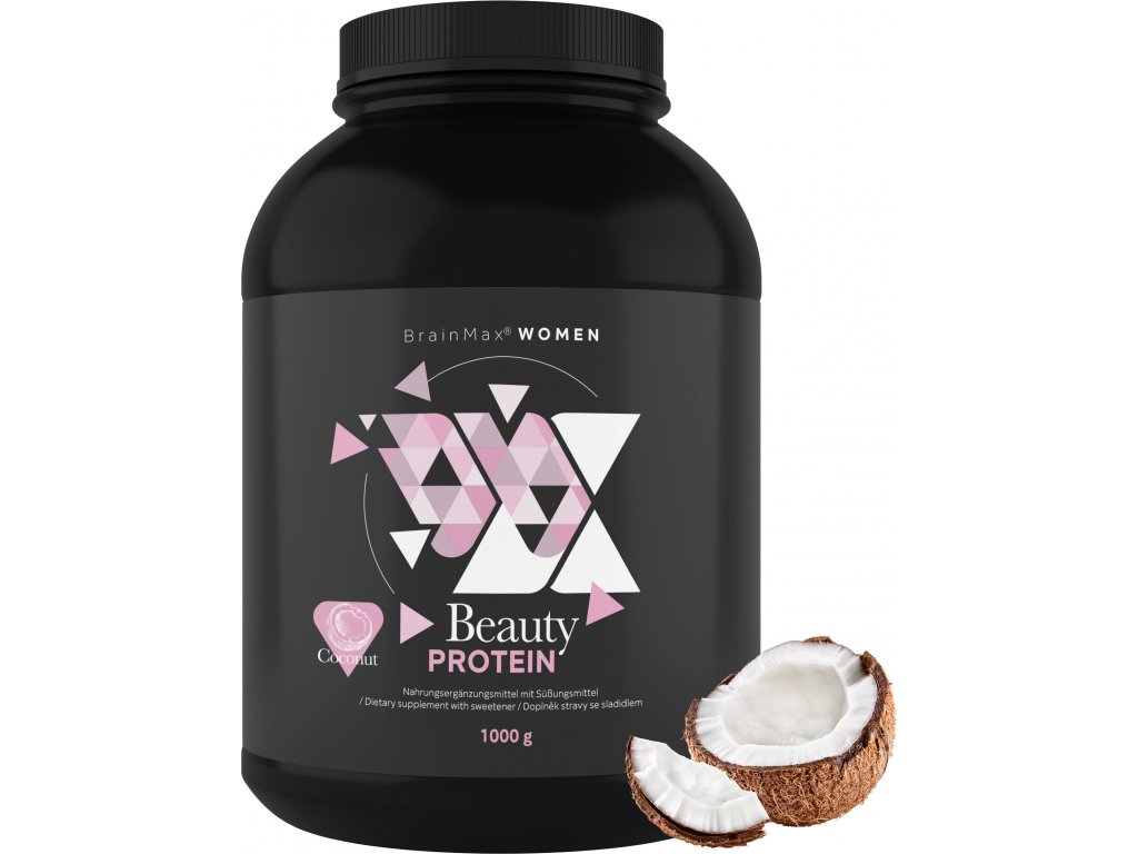 BrainMax Women Beauty Protein, protein pro ženy s kolagenem, keratinem a vitamíny, 35 g, 1 dávka Příchuť: Kokos Obrázek