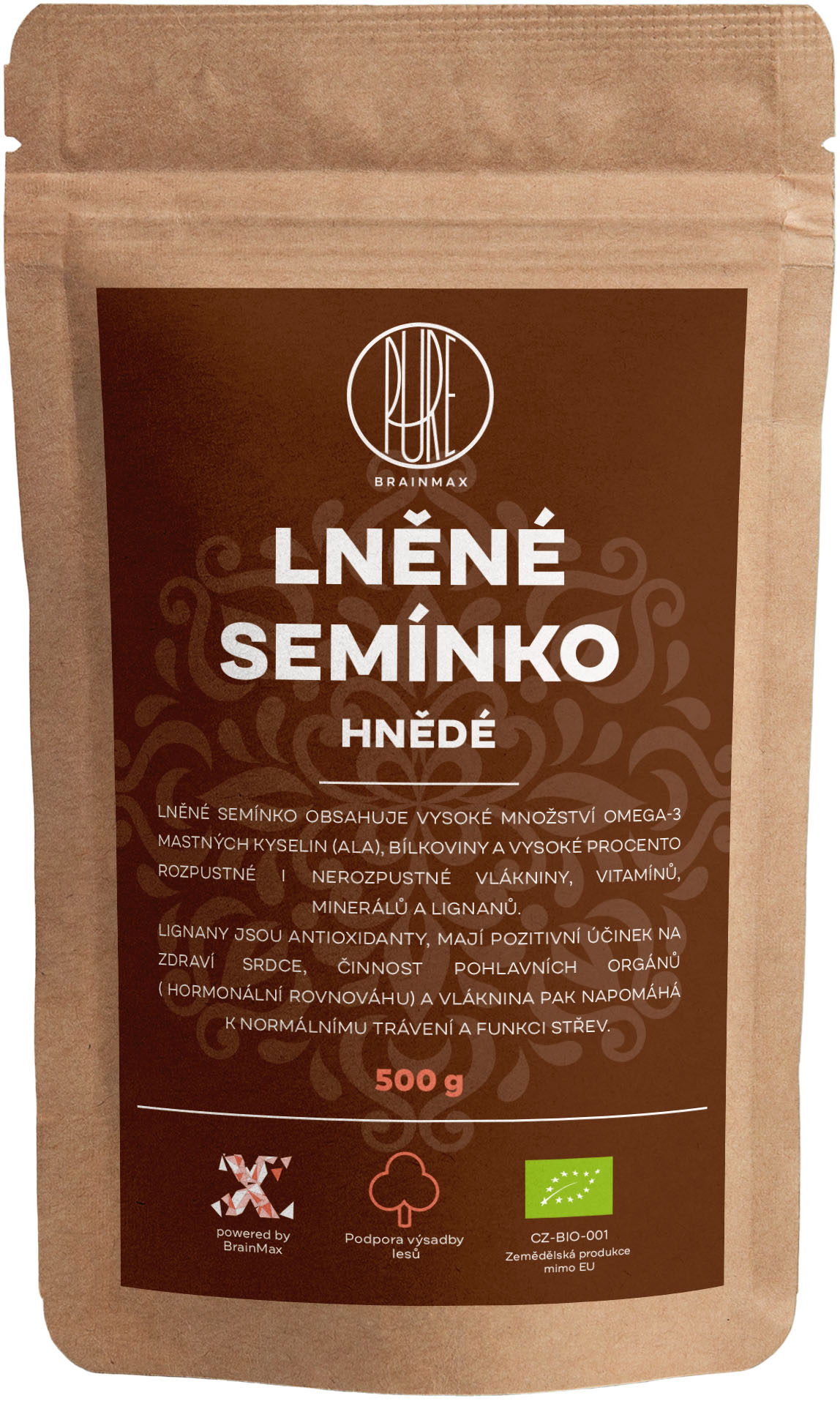 BrainMax Pure Lněné semínko (hnědé) BIO, 500 g Obrázek