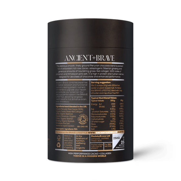 Ancient+Brave - Cacao + Grass Fed Collagen, 250g Obrázek