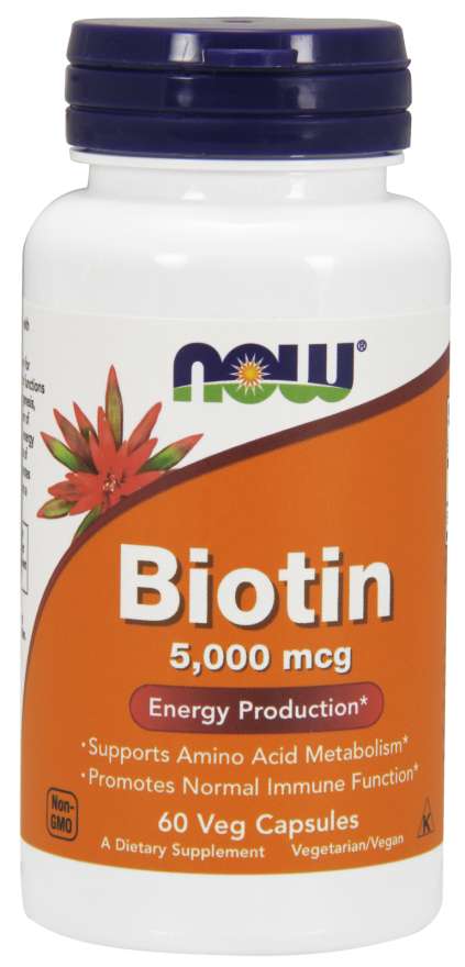 Now® Foods NOW Biotin, 5000 ug, 60 rostlinných kapslí Obrázek