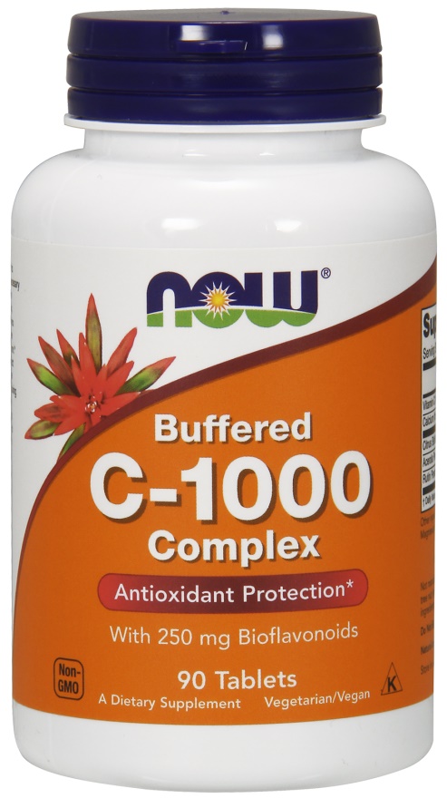 Now® Foods NOW Buffered Vitamin C-1000 Komplex s 250mg bioflavonoidů, PH neutrální vitamín C, 90 tablet Obrázek