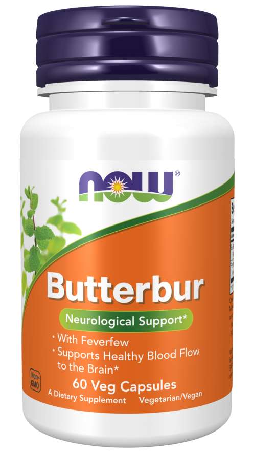 Now® Foods NOW Butterbur with Feverfew (Devětsil a Řimbaba) 75mg, 60 rostlinných kapslí Obrázek