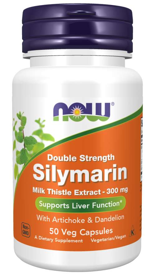Now® Foods NOW Double Strength Silymarin milk thistle extract (extrakt z ostropestřce s artyčokem a pampeliškou), 300 mg, 50 rostlinných kapslí Obrázek