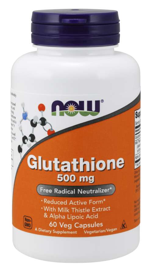Now® Foods NOW Glutathione, redukovaný, 500 mg, 60 rostlinných kapslí Obrázek