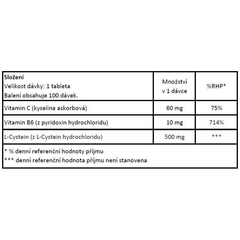Now® Foods NOW L-Cysteine, 500 mg, 100 tablet Obrázek