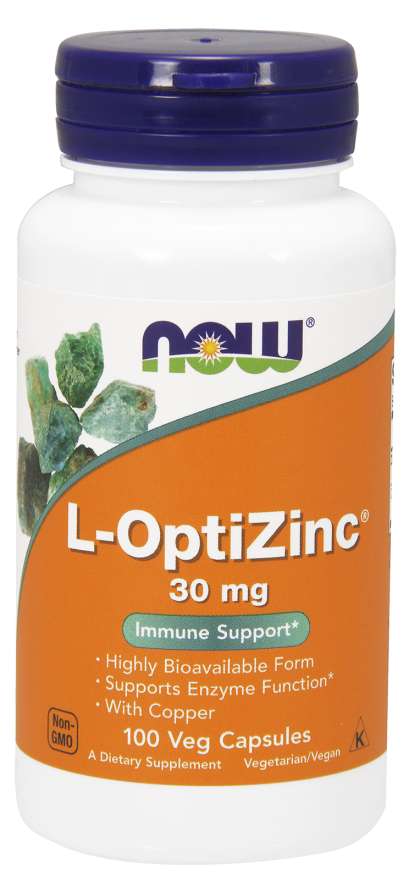 Now® Foods NOW L-OptiZinc Zinek + Měď, 30 mg, 100 rostlinných kapslí Obrázek