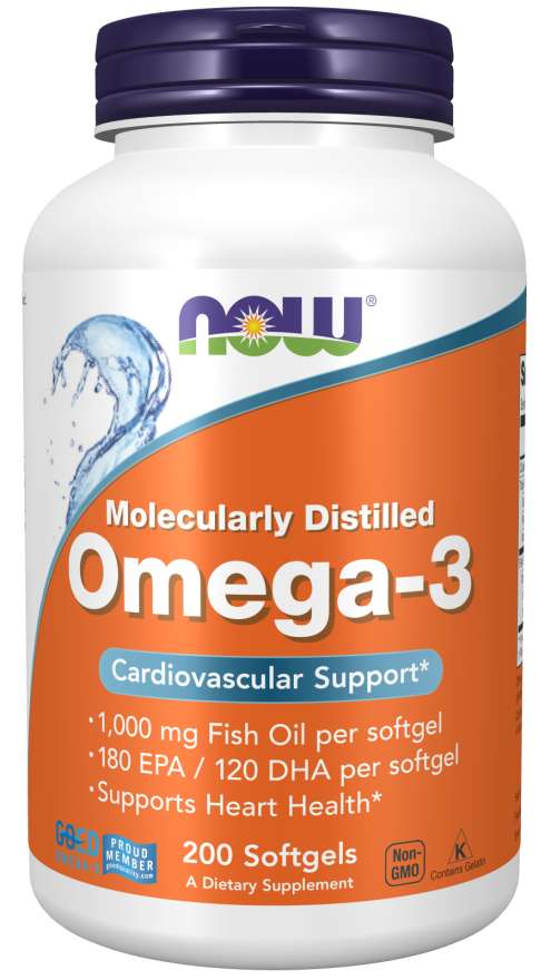 Now® Foods NOW Omega-3, molekulárně destilované, 200 softgelových kapslí Obrázek