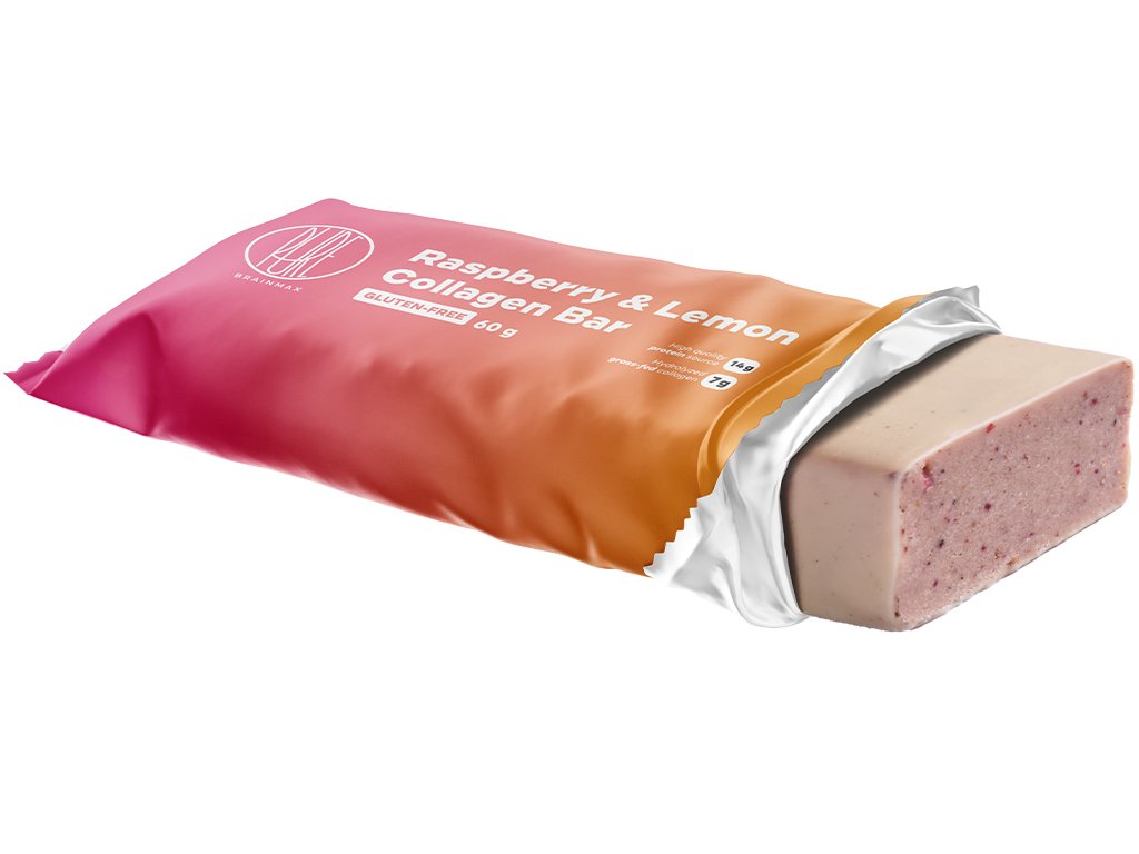 BrainMax Pure Collagen Bar, Raspberry & Lemon, kolagenová tyčinka malina & citron, 60 g Obrázek