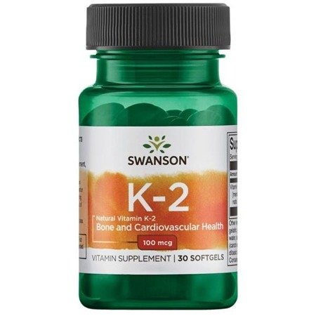 Swanson Vitamin K2 jako MK-7 Natural, 100 mcg, 30 softgelových kapslí Obrázek