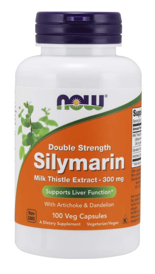 Now® Foods NOW Double Strength Silymarin milk thistle extract (extrakt z ostropestřce s artyčokem a pampeliškou), 300 mg, 100 rostlinných kapslí Obrázek
