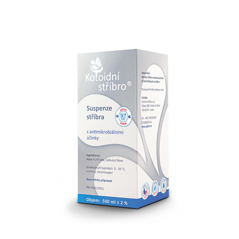 Koloidní stříbro s.r.o. Koloidní stříbro ústní voda, 15 ppm, 500 ml Obrázek