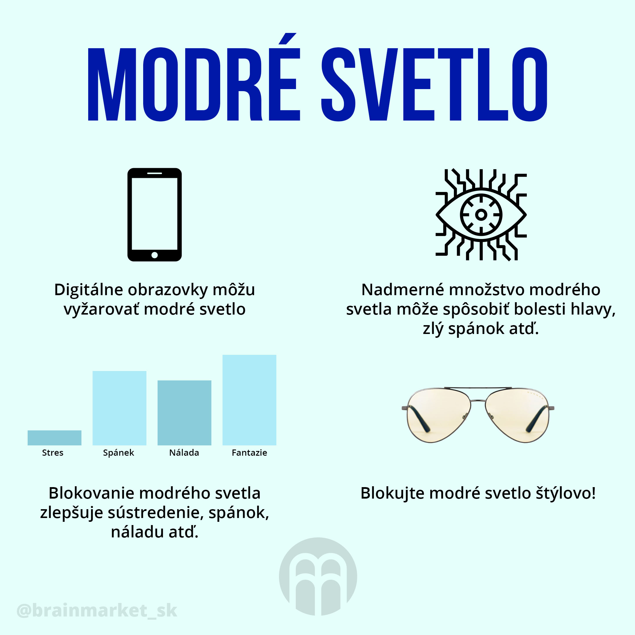 BrainMax BrainMarket brýle blokující 100% modrého světla, Stark - černé Obrázek
