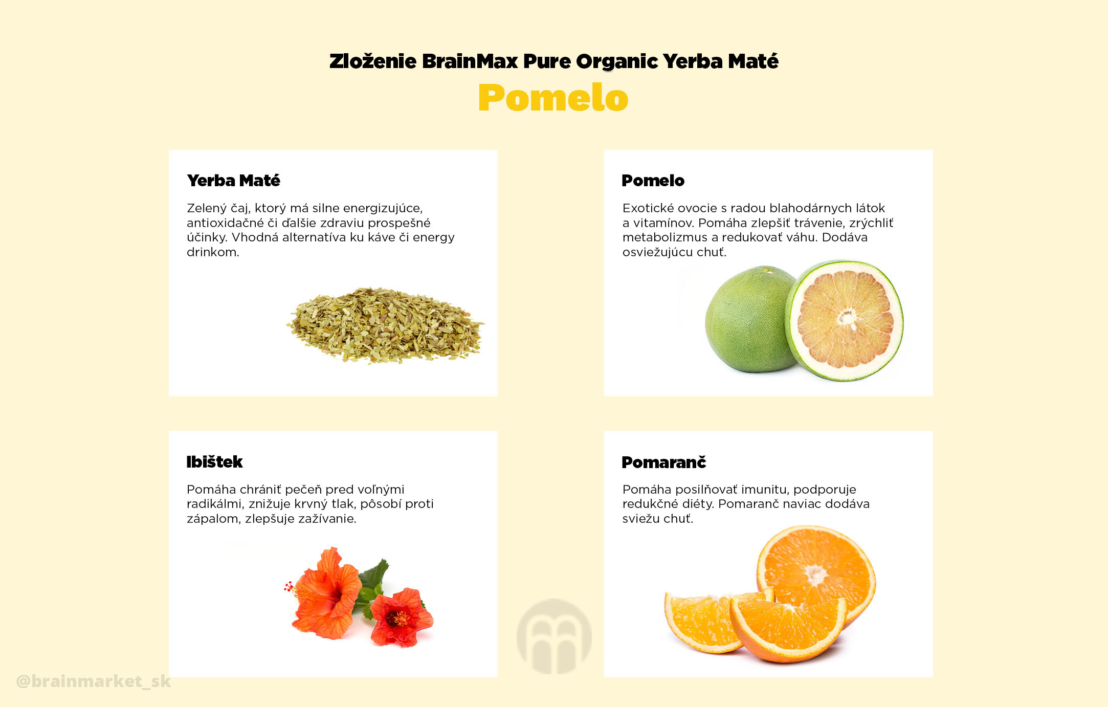 BrainMax Pure Yerba Maté, Pomelo, 1000 g Obrázek