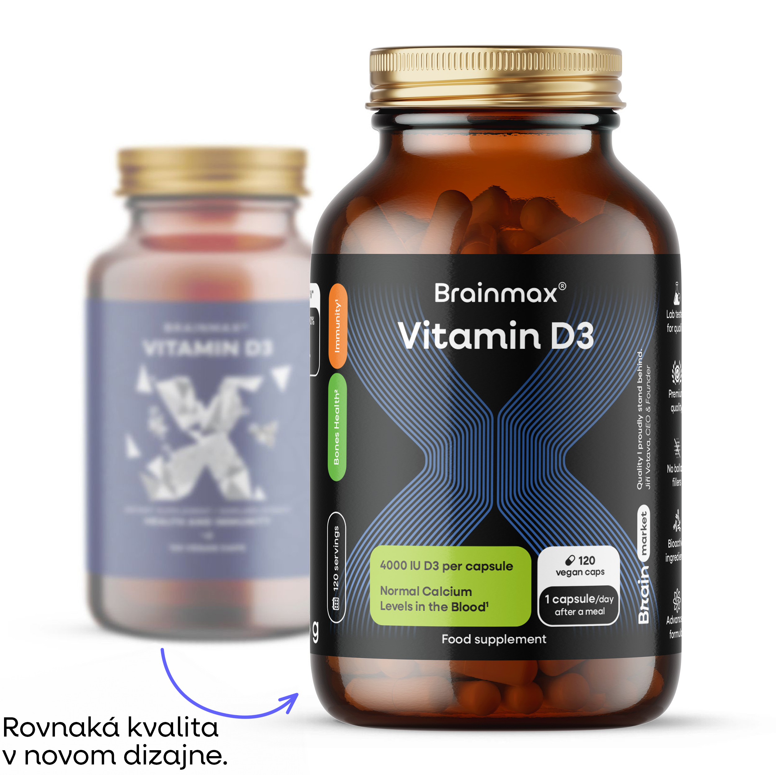 BrainMax Vitamin D3, 5000 IU, 120 rostlinných kapslí Obrázek