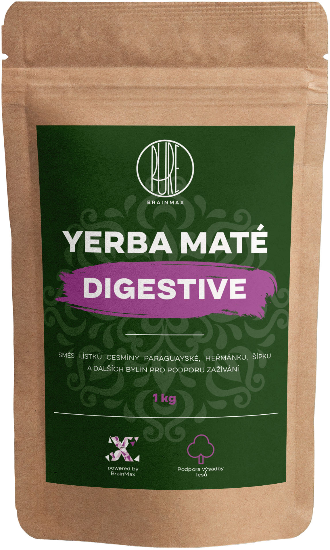 BrainMax Pure Yerba Maté, Digestive, 1000 g Obrázek