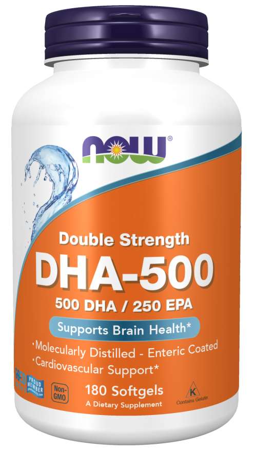 Now® Foods NOW DHA-500, 500 DHA/250 EPA, Omega 3, 180 softgelových kapslí Obrázek