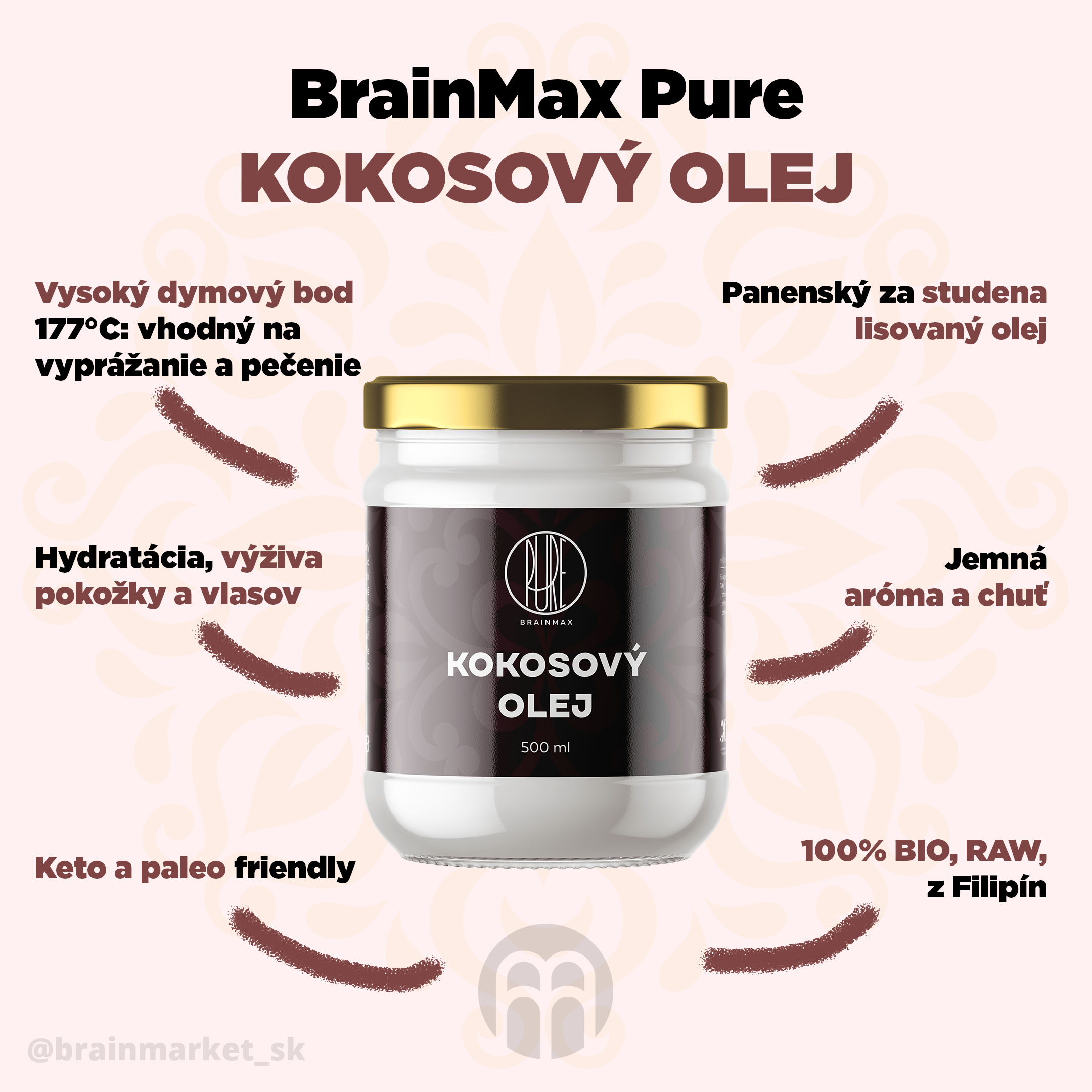 BrainMax Pure Kokosový olej  BIO, 500 ml Obrázek