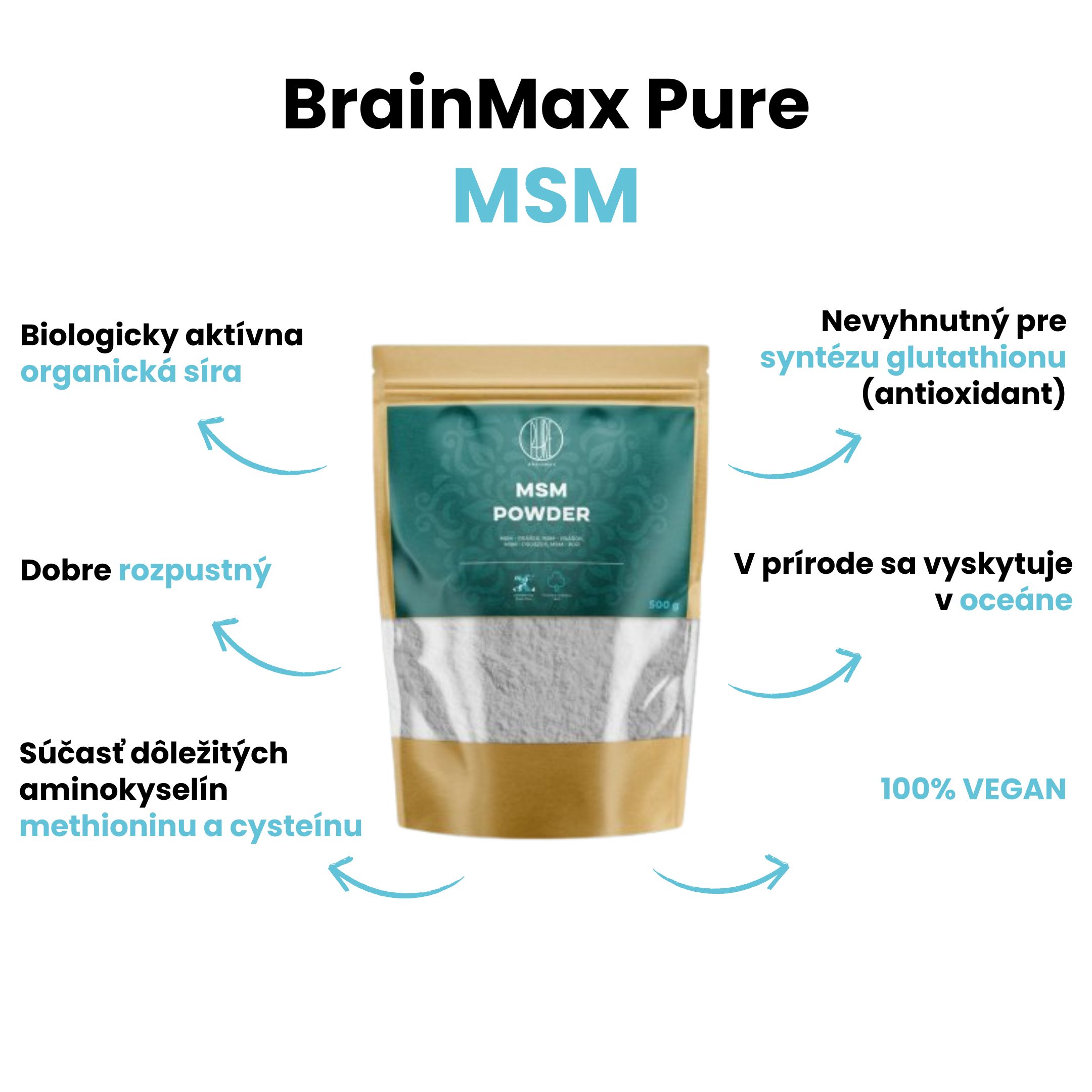 BrainMax Pure MSM prášek, 250 g Obrázek