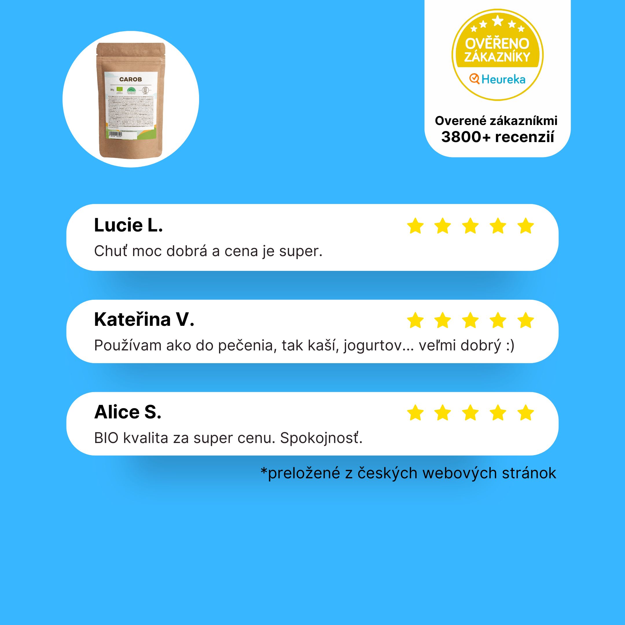 BrainMax Pure Carob (Karob) BIO, 200 g Obrázek