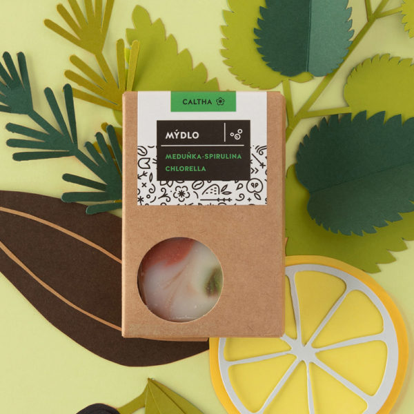 Caltha - Tuhé mýdlo meduňka, spirulina a chlorella, 100 g Obrázek