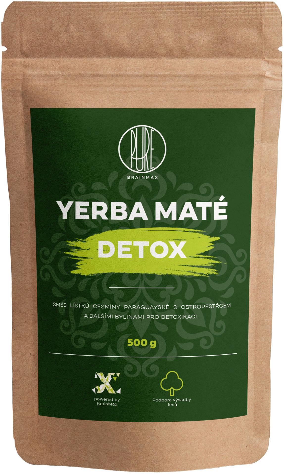 BrainMax Pure Yerba Maté, Detox, 500 g Obrázek