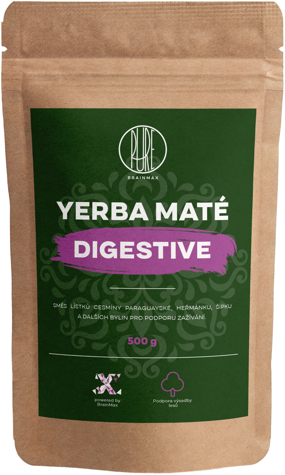 BrainMax Pure Yerba Maté, Digestive, 500 g Obrázek