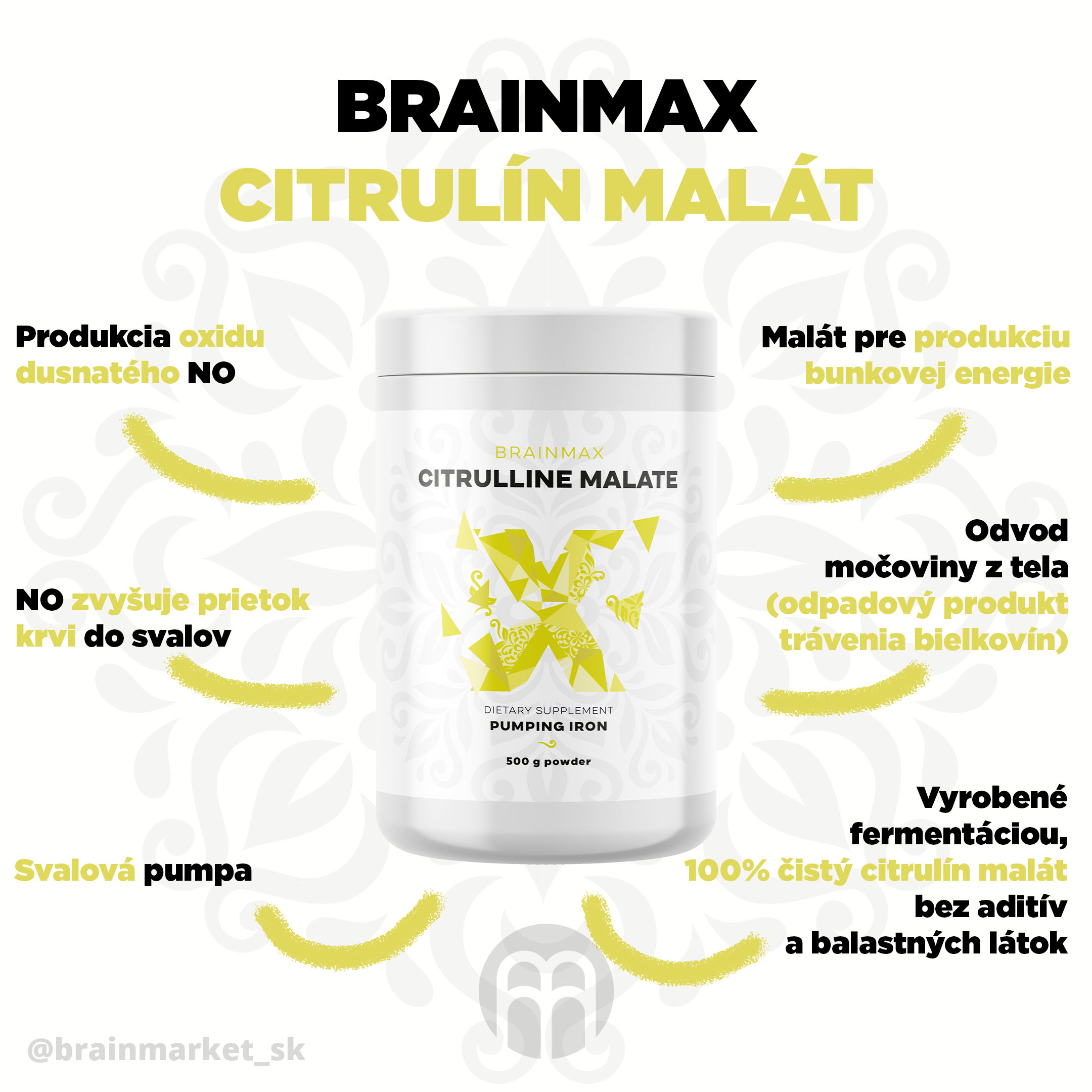 BrainMax Citrulline Malate, Citrulin Malát, 500 g Obrázek