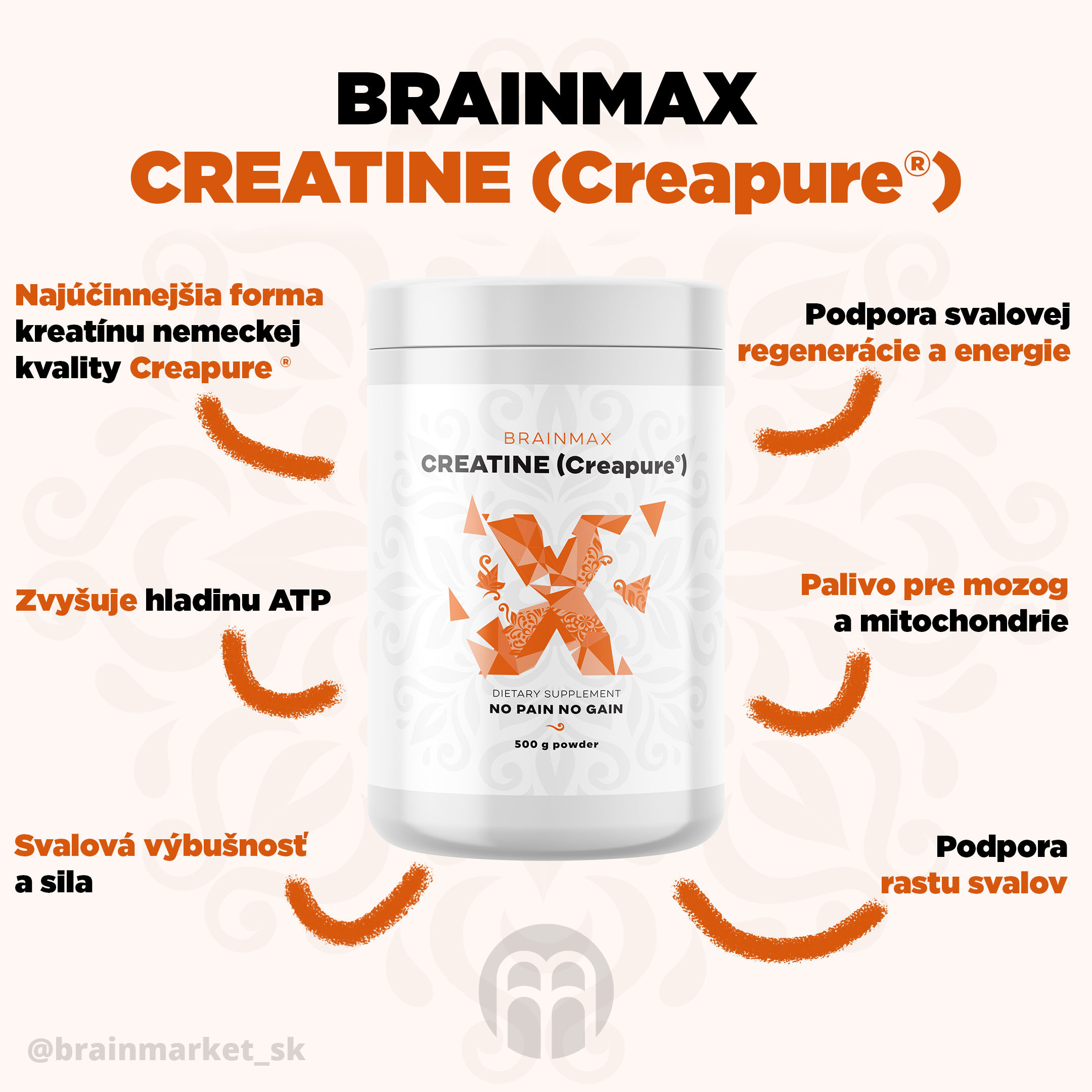 BrainMax Creatine (Creapure®), Kreatin monohydrát, 500 g Obrázek