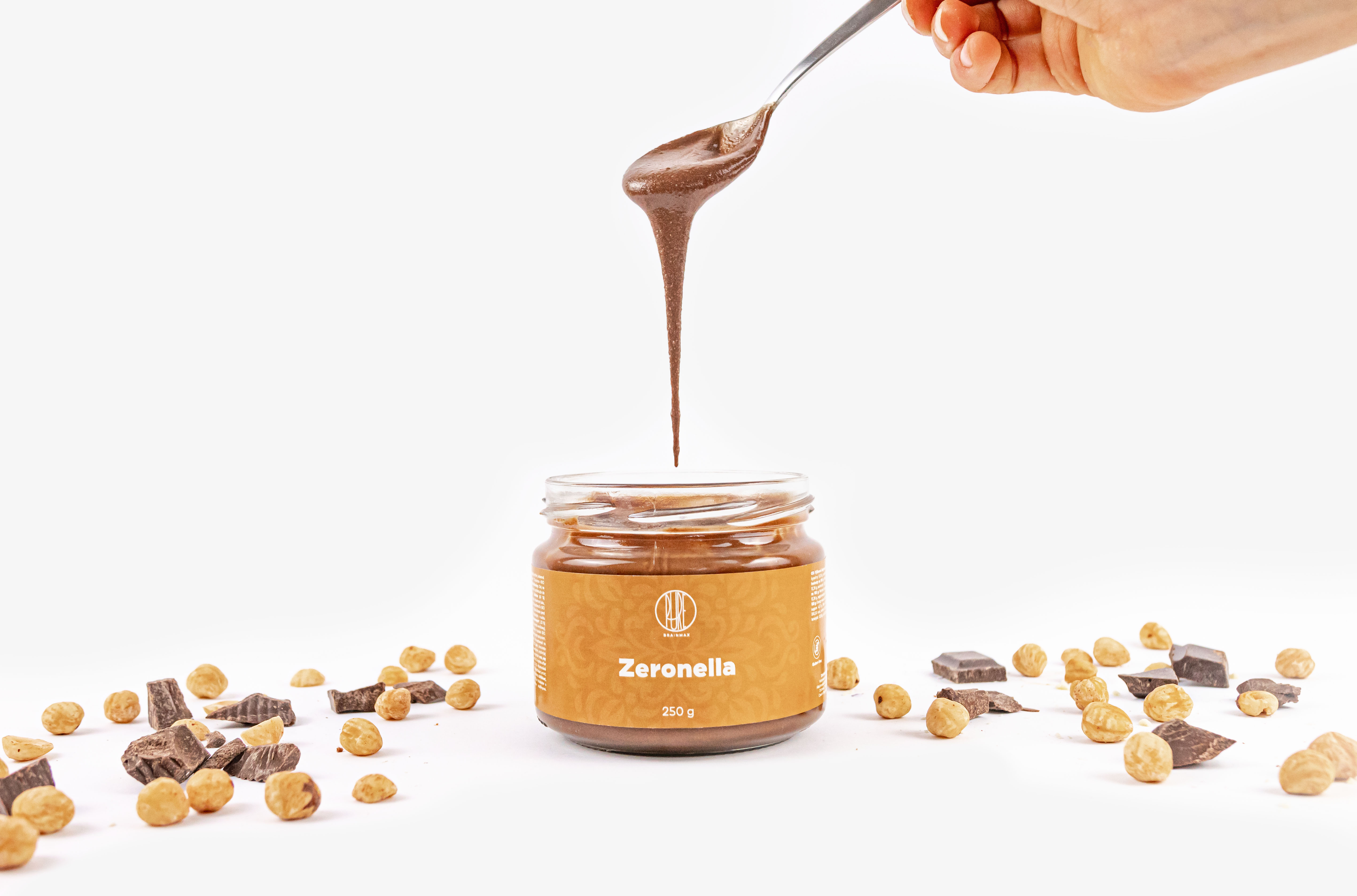 BrainMax Pure Zeronella, Lískooříškový krém s hořkou čokoládou, 250 g Obrázek