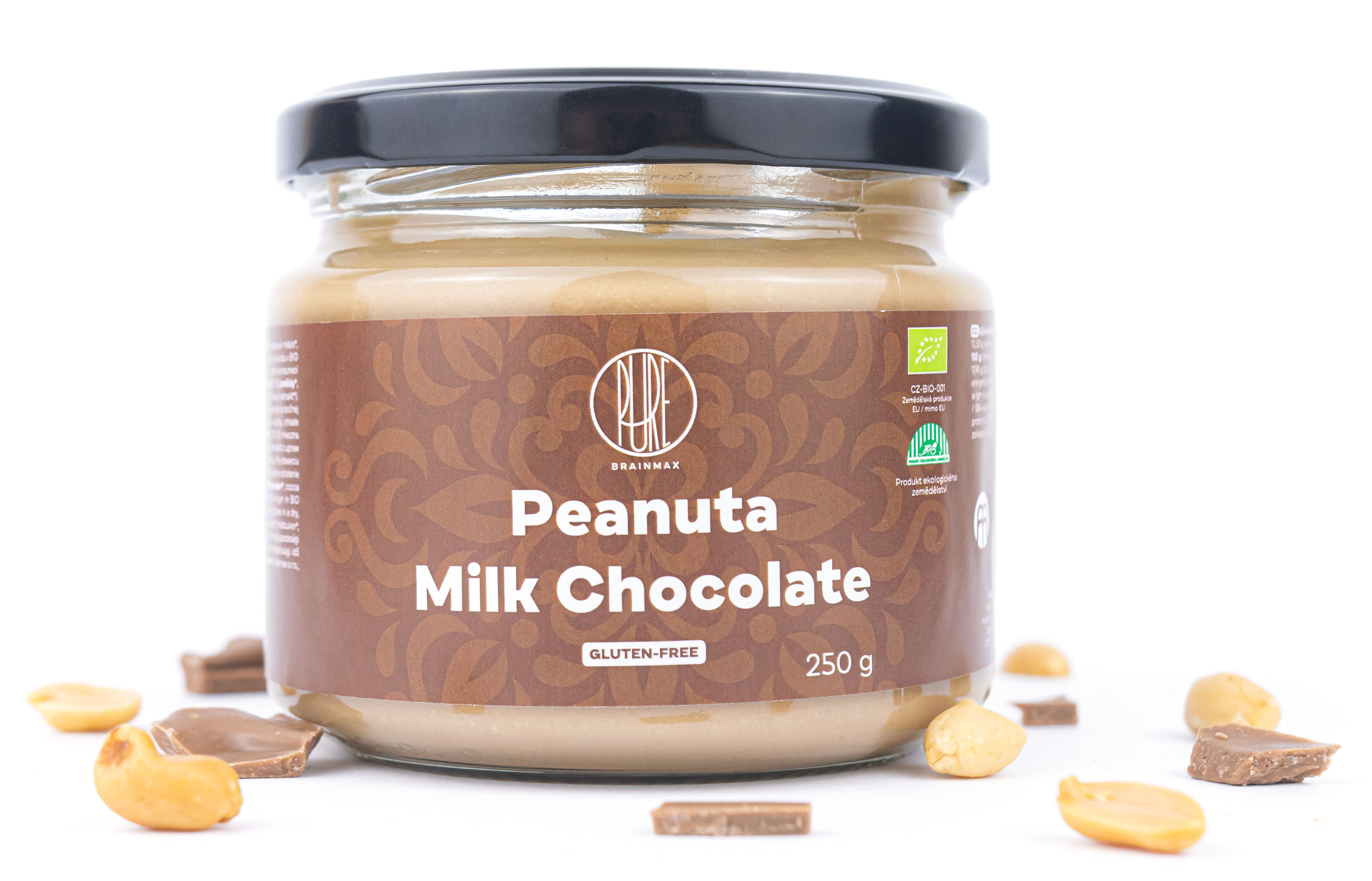 BrainMax Pure Peanuta, Arašídový krém s mléčnou čokoládou, BIO, 30 g Obrázek