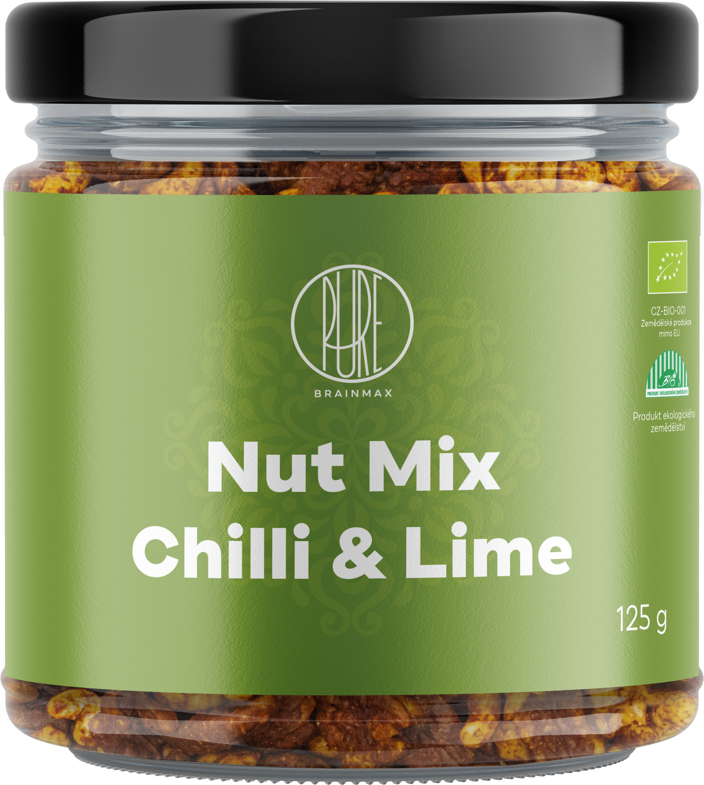 BrainMax Pure Směs ořechů, Chilli & Limetka, BIO, 125 g Obraz