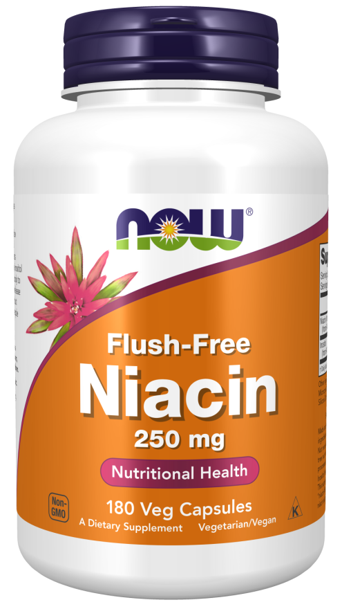 Now® Foods NOW Niacin, Bez vedlejšího účinku zčervenání, 250 mg, 180 rostlinných kapslí Obrázek