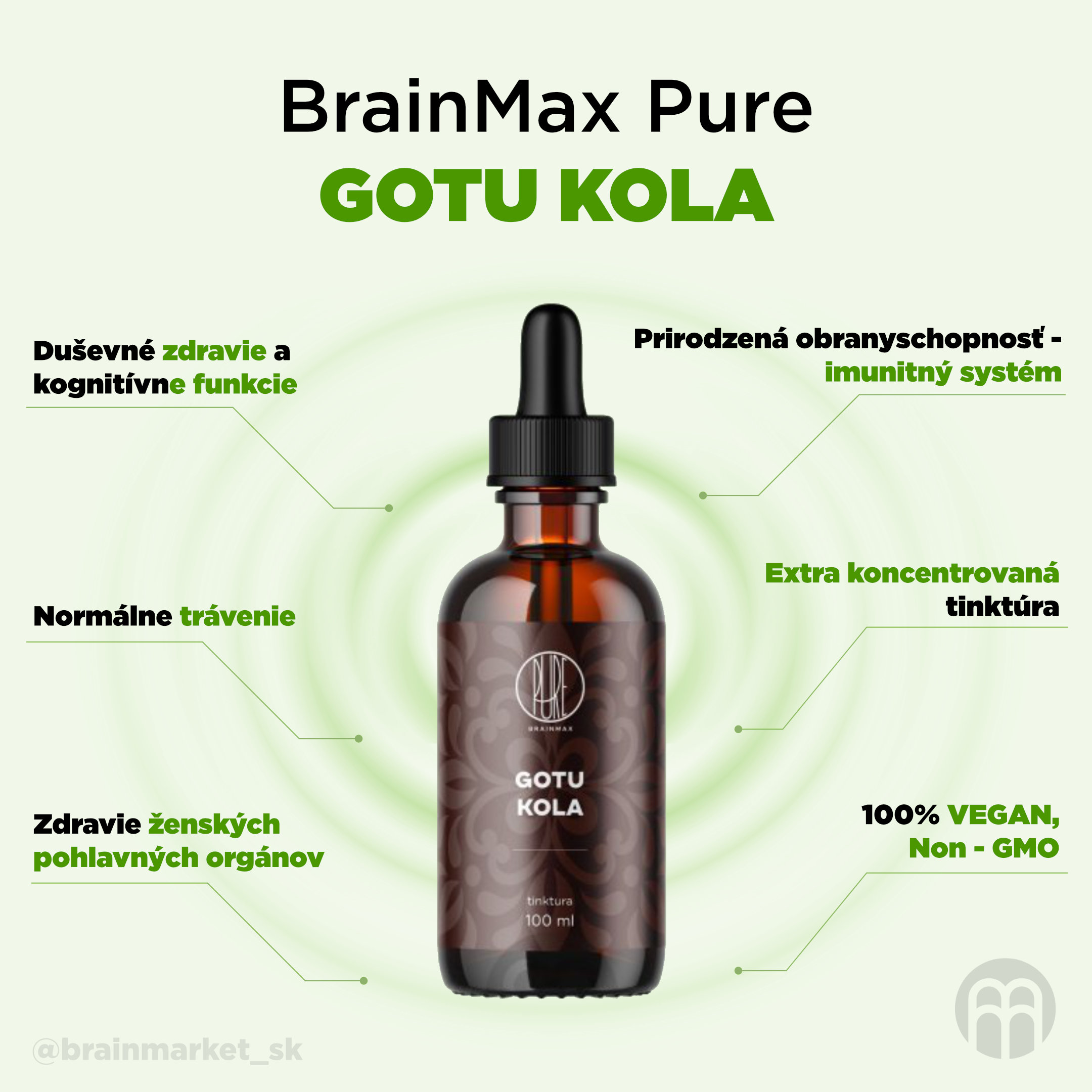 BrainMax Pure Gotu Kola tinktura 1:1, 100 ml Obrázek