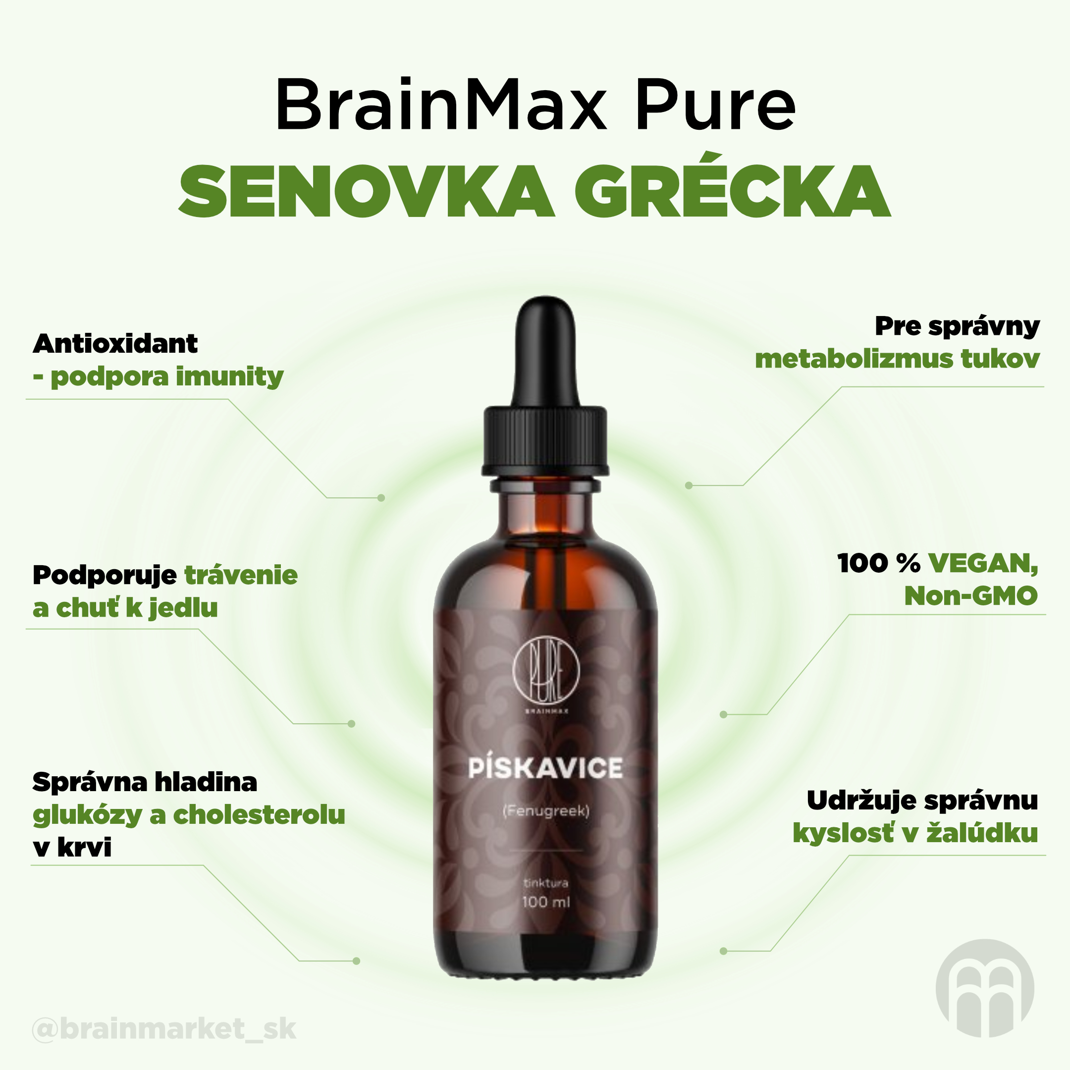 BrainMax Pure Pískavice (Fenugreek) tinktura 1:3, 100 ml Obrázek