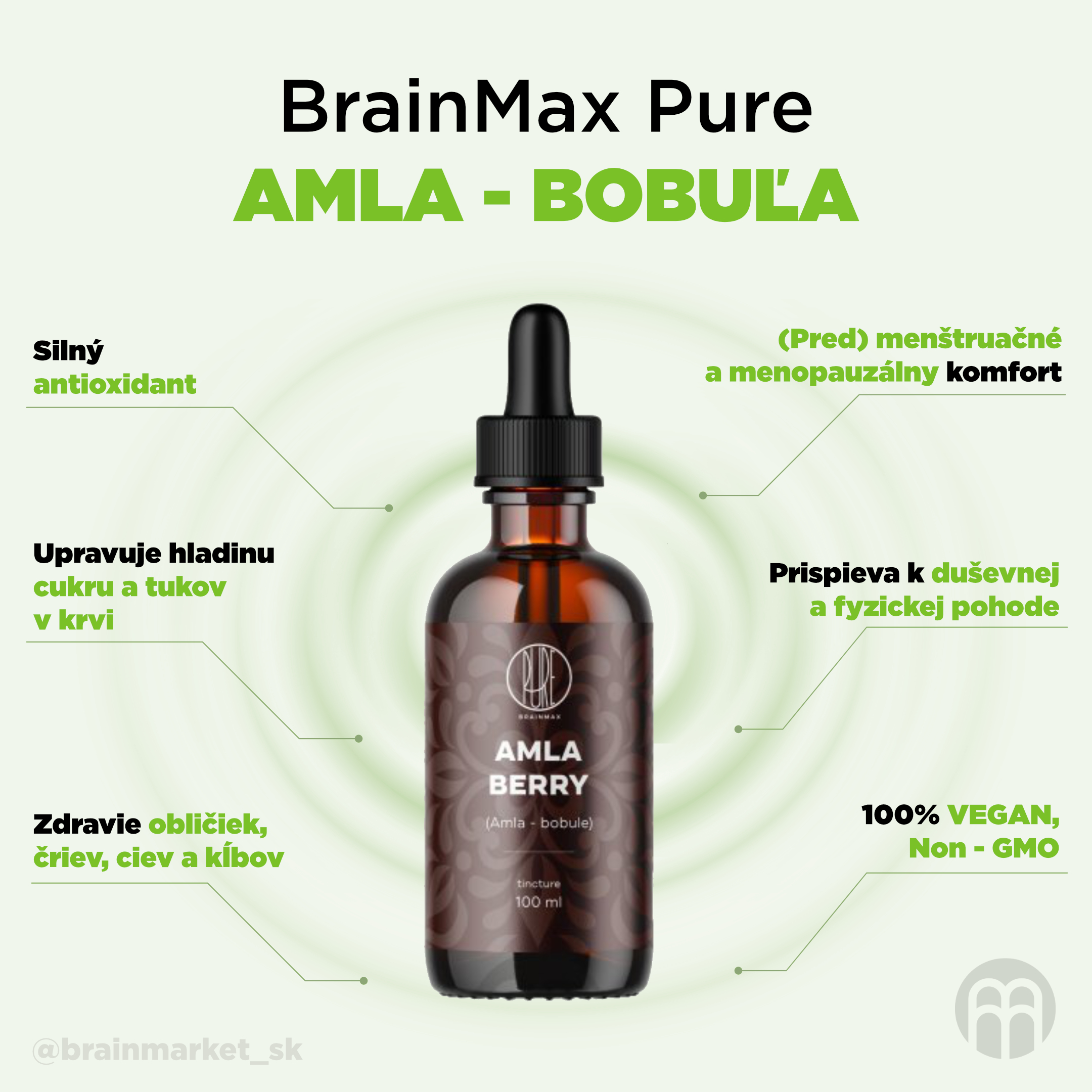 BrainMax Pure Amla bobule tinktura 1:2, 100 ml Obrázek