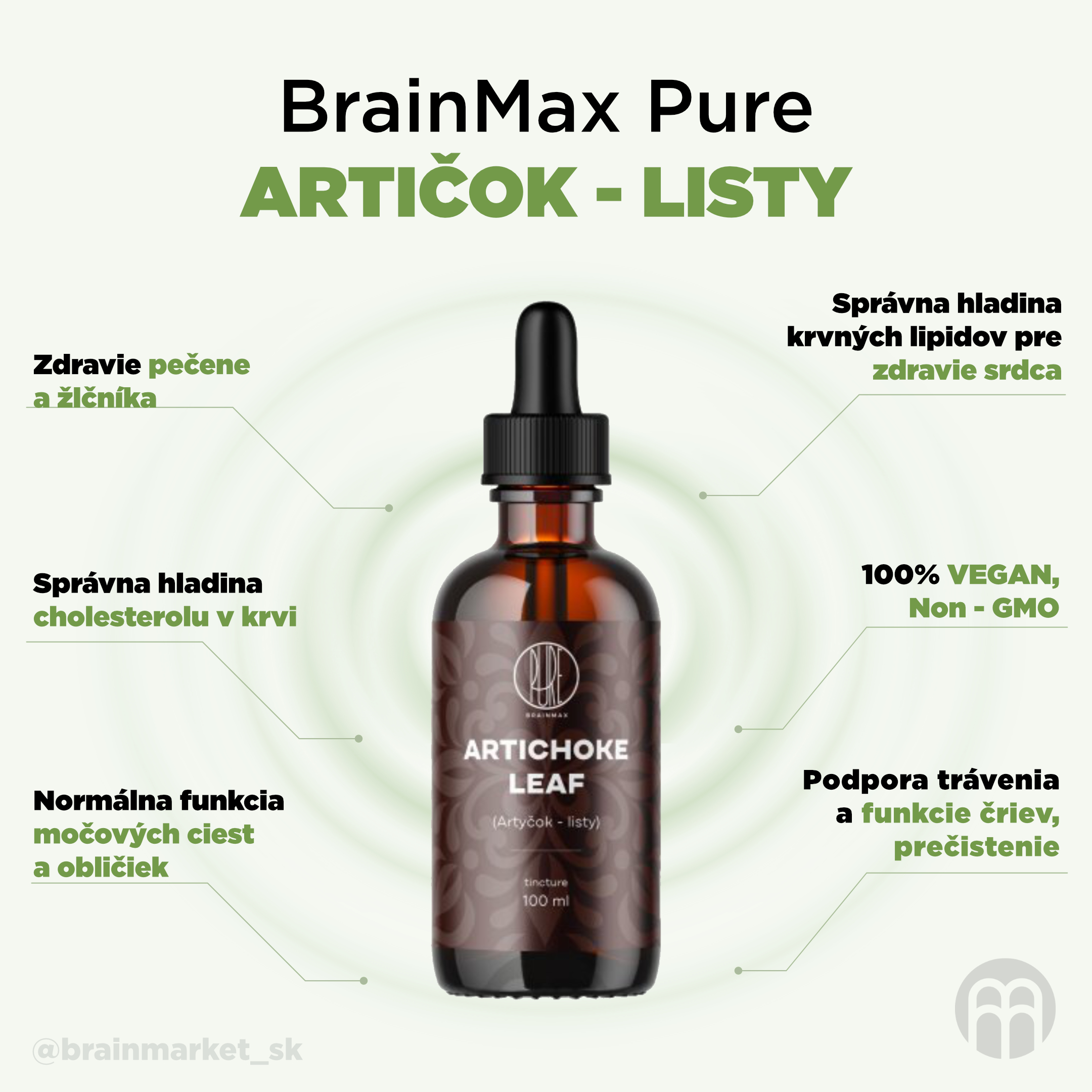 BrainMax Pure Artyčok listy tinktura 1:3, 100 ml Obrázek