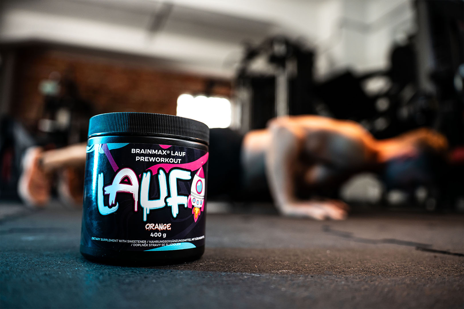 BrainMax Lauf Preworkout, free caffeine, červený pomeranč, 400 g Obrázek