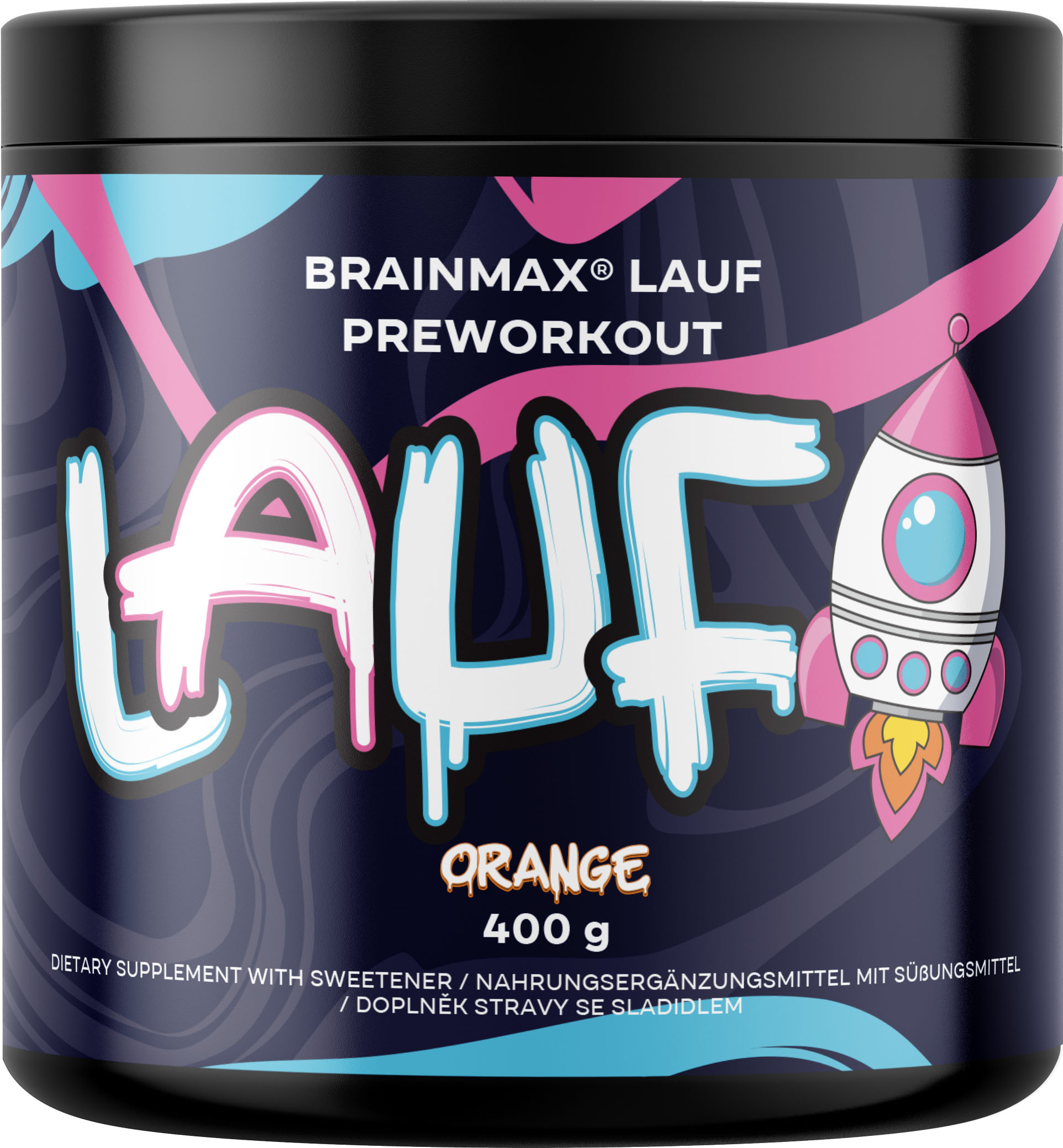 BrainMax Lauf Preworkout, Předtréninkovka pro podporu výkonu, červený pomeranč, 400 g Obrázek