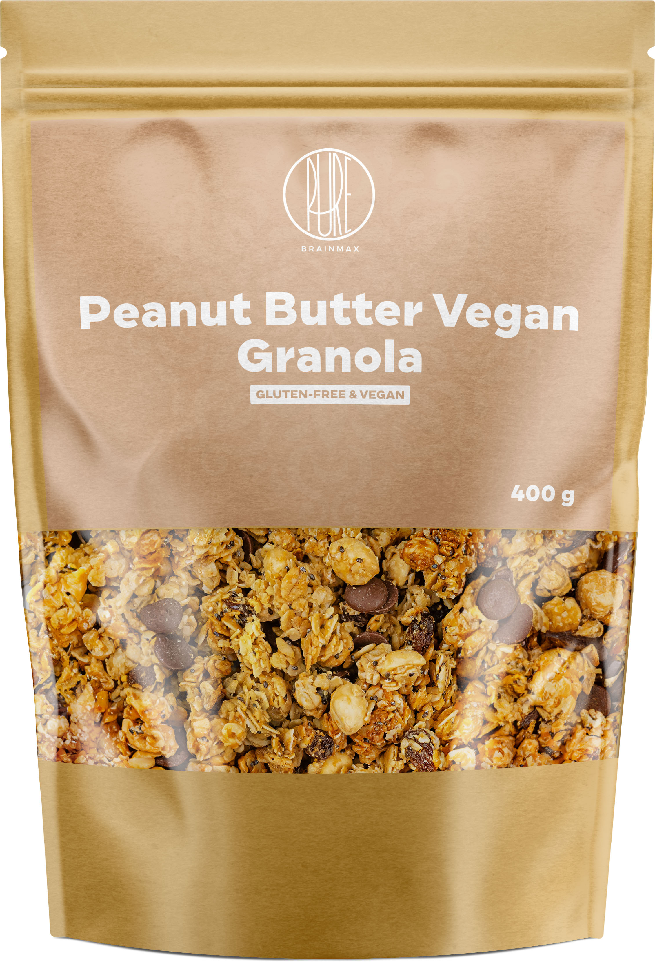 BrainMax Pure Peanut Butter Vegan Granola, granola s arašídovým máslem, 400 g Obrázek