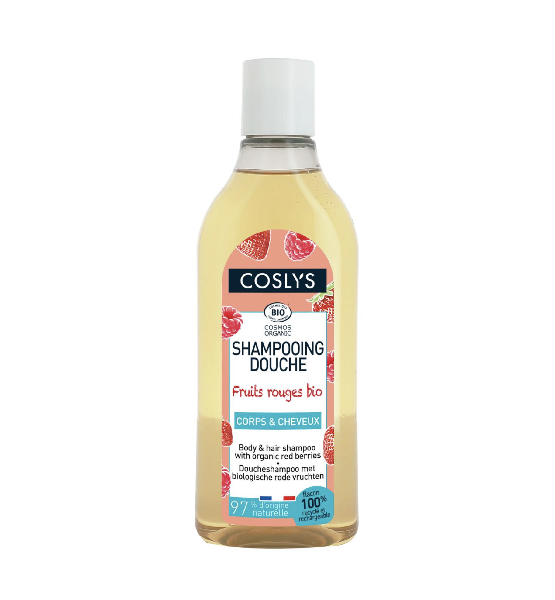 COSLYS - Sprchový šampon bez mýdla 2v1 na vlasy a tělo červené bobule, 250 ml Obrázek