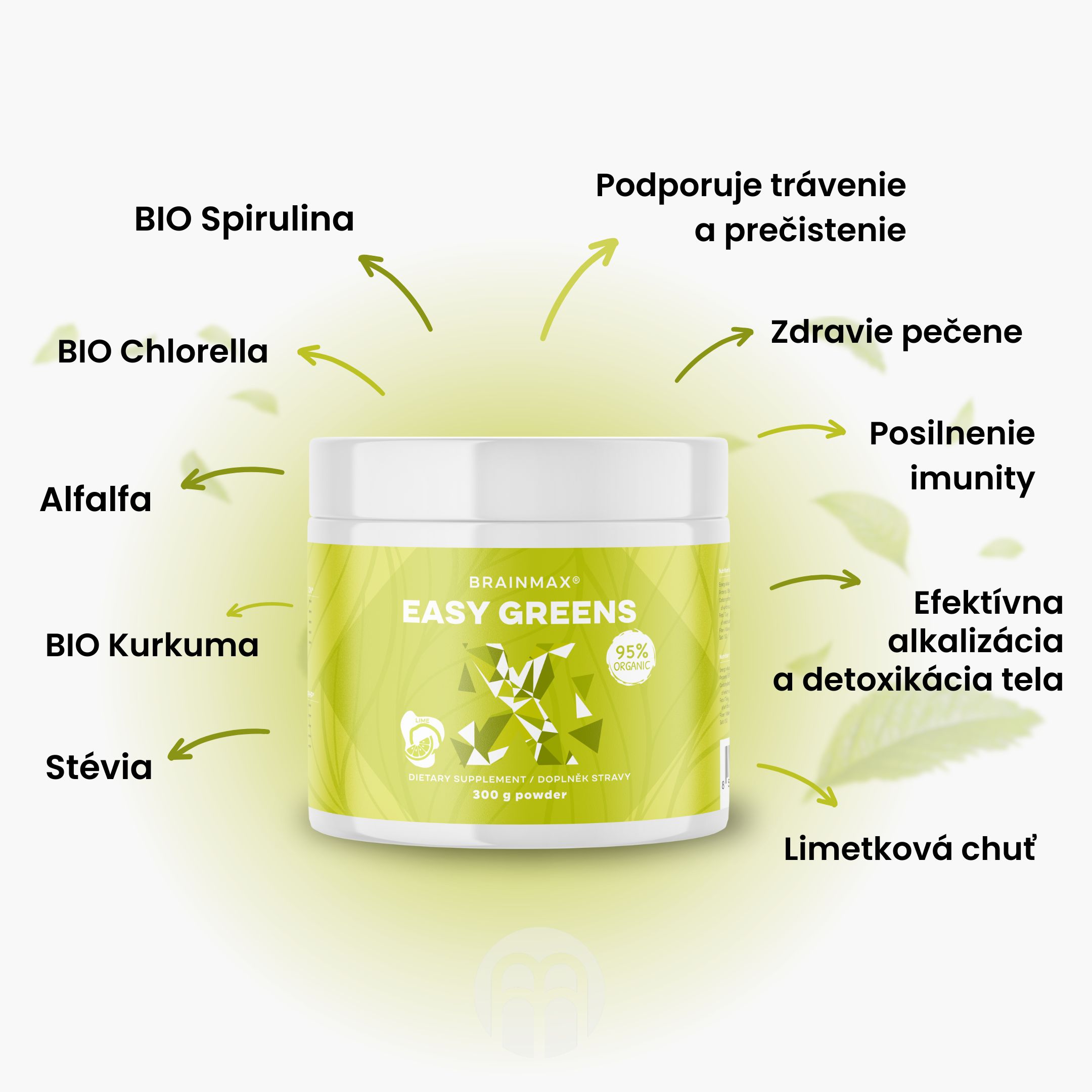 BrainMax Easy Greens, Limetka, 300 g Obrázek