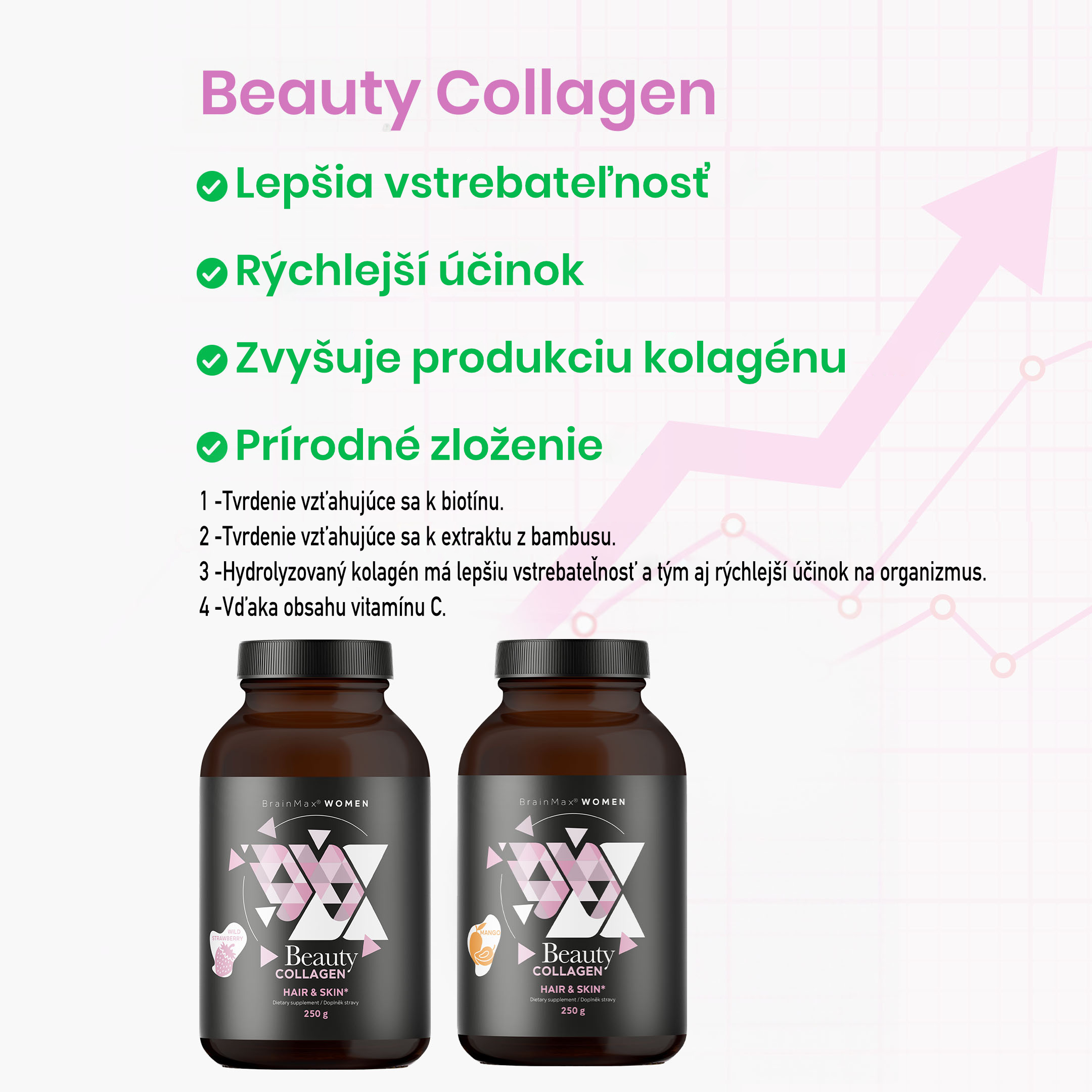 BrainMax Beauty Fish Collagen, mořský rybí kolagen, piňa colada, 180 g Obrázek
