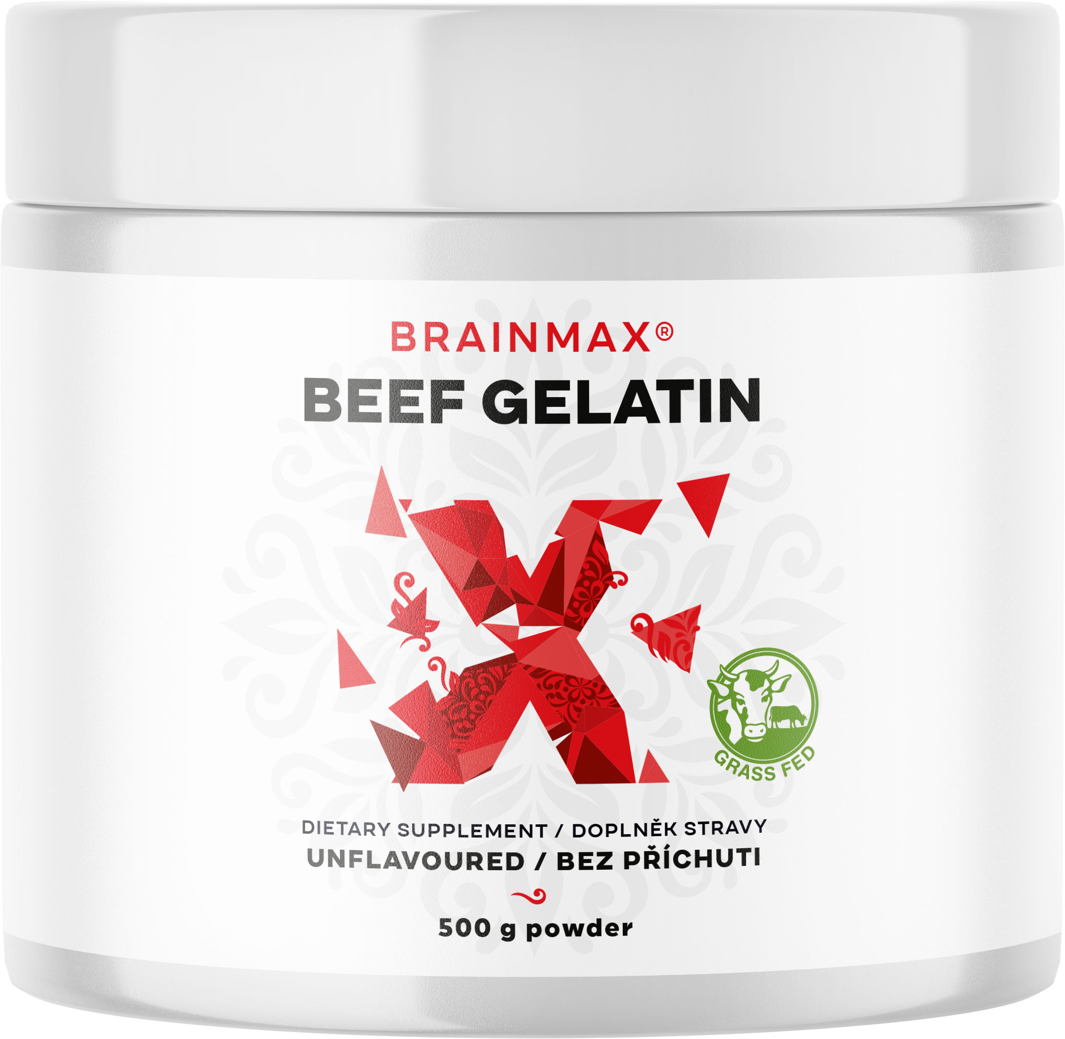 BrainMax Beef Gelatin, Grass-fed hovězí želatina, 500 g Obrázek